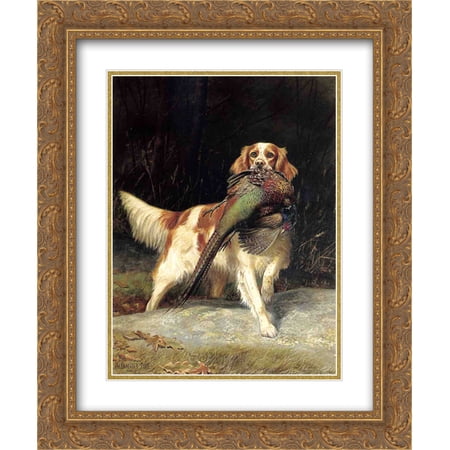 Alexander Pope 2x Matted 20x24 Gold Ornate Framed Art Print 'Springer Spaniel with Pheasant '