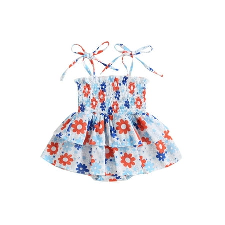 Wassery 4th of July Infant Girls Romper Dress 6 12 18 24 Months Baby Girls Independence Day Jumpsuit Summer Floral/Bull Head Print Spaghetti Strap Dress for Newborn 0-24M
Wassery 4th of July Infant Girls Romper Dress 6 12 18 24 Months Baby Girls Independence Day Jumpsuit Summer Floral/Bull Head Print Spaghetti Strap Dress for Newborn 0-24M