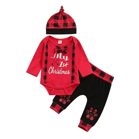 Canrulo Infant Baby Boys Christmas Long Sleeve Romper and Trousers with Hat Outfits Set Red Plaid 9-12 Months
Canrulo Infant Baby Boys Christmas Long Sleeve Romper and Trousers with Hat Outfits Set Red Plaid 9-12 Months