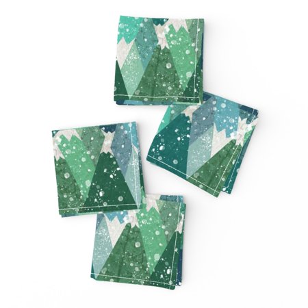 Cocktail Napkins Mountain Snowboard Ski Alpine Colorado Snow Peak Set of 4