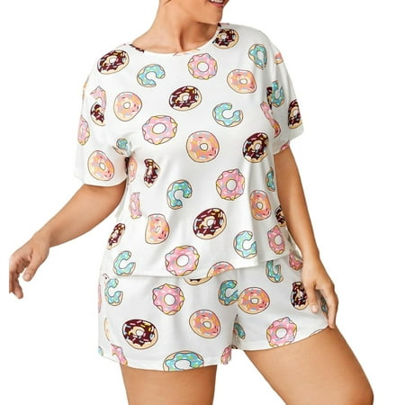 Cute All Over Print Round Neck Short Sets White Short Sleeve Plus Size Pajama Sets
Cute All Over Print Round Neck Short Sets White Short Sleeve Plus Size Pajama Sets
