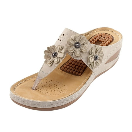 TOYFUNNY Womens Boho Round Toe Flower Cutout Thong Wedge Flip-Flops Massage Sole Sandals
TOYFUNNY Womens Boho Round Toe Flower Cutout Thong Wedge Flip-Flops Massage Sole Sandals