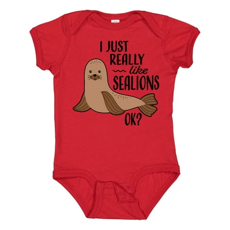 Inktastic I Just Really Like Sea Lions Ok Gift Baby Boy or Baby Girl Bodysuit