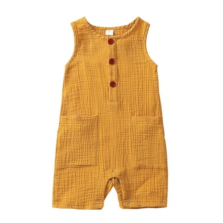 QWERTYU Infant Baby Toddler Sleeveless Pocket Romper for Girl Boy Linen Clothes Button Jumpsuit 3M-24M Yellow 90
QWERTYU Infant Baby Toddler Sleeveless Pocket Romper for Girl Boy Linen Clothes Button Jumpsuit 3M-24M Yellow 90