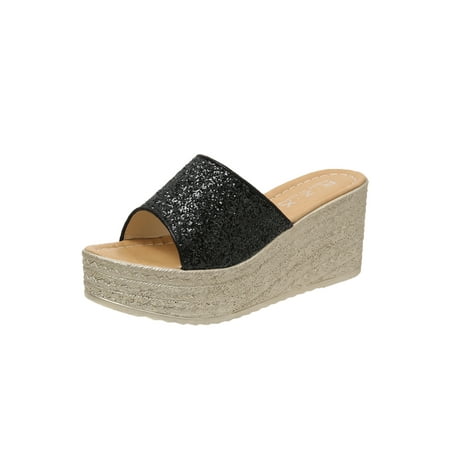 Ymiytan Women s Slides Open Toe Wedge Sandals Platform Slippers Vacation Fashion Cozy Slip On Espadrille Black 5.5
Ymiytan Women s Slides Open Toe Wedge Sandals Platform Slippers Vacation Fashion Cozy Slip On Espadrille Black 5.5
