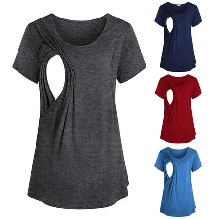 Tejiojio Maternity/Labor/Nursing Clothing Clearance Fashion Solid Short Sleeve Breast-Feeding Pregnant Woman Maternity Blouse
Tejiojio Maternity/Labor/Nursing Clothing Clearance Fashion Solid Short Sleeve Breast-Feeding Pregnant Woman Maternity Blouse