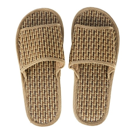 1 Pair Summer Creative Weave Slippers Comfortable Bamboo Sandals (Khaki)