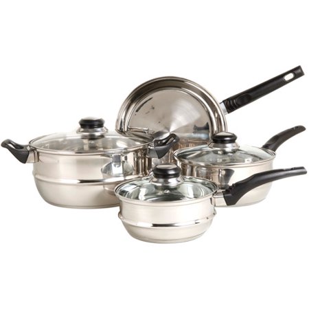 Gibson Sunbeam Ridgeline 7-Piece Cookware Set, Stainless Steel