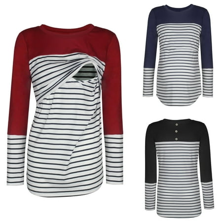 Tejiojio Maternity/Labor/Nursing Clothing Clearance Ladies Fashion Solid Color Stripe Print Short Sleeve Maternity Breastfeeding Clothe Top
Tejiojio Maternity/Labor/Nursing Clothing Clearance Ladies Fashion Solid Color Stripe Print Short Sleeve Maternity Breastfeeding Clothe Top