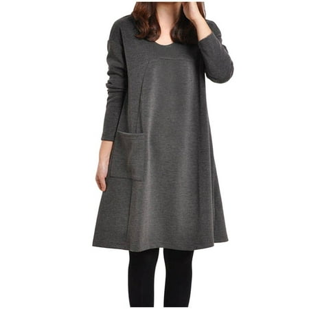 Follure Dresses for ladies Women Fashion Casual Solid Loose Pocket Dress Long Sleeve Loose Dress Gray XL
Follure Dresses for ladies Women Fashion Casual Solid Loose Pocket Dress Long Sleeve Loose Dress Gray XL