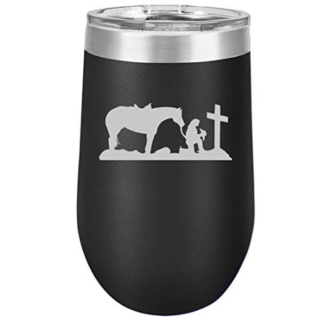 16 oz Double Wall Vacuum Insulated Stainless Steel Stemless Wine Tumbler Glass Coffee Travel Mug With Lid Cowgirl Praying Cross Horse (Black)
16 oz Double Wall Vacuum Insulated Stainless Steel Stemless Wine Tumbler Glass Coffee Travel Mug With Lid Cowgirl Praying Cross Horse (Black)