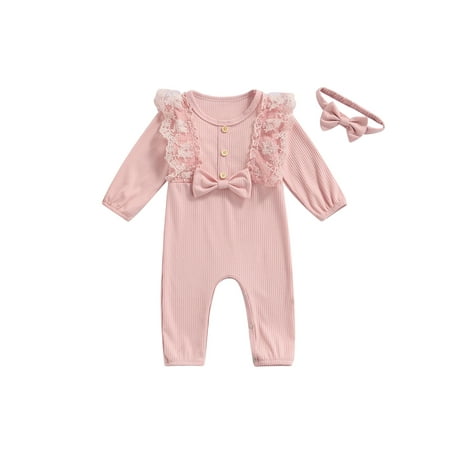 IZhansean Newborn Infant Baby Girls Jumpsuit Lace Long Sleeve Ruffle Romper Headband Autumn Spring Set Pink 12-18 Months
IZhansean Newborn Infant Baby Girls Jumpsuit Lace Long Sleeve Ruffle Romper Headband Autumn Spring Set Pink 12-18 Months