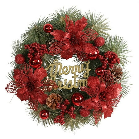 Jangslng Merry Christmas Wreath with Letter Sign Glitter Flower Ball Pine Cone Reusable Holiday Indoor Outdoor Window Front Door Wall Hanging Artificial Garland Decoration
Jangslng Merry Christmas Wreath with Letter Sign Glitter Flower Ball Pine Cone Reusable Holiday Indoor Outdoor Window Front Door Wall Hanging Artificial Garland Decoration