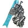 Pewter Finish Flying Angel Ornament with Blue Zircon Swarovski Crystal Stone