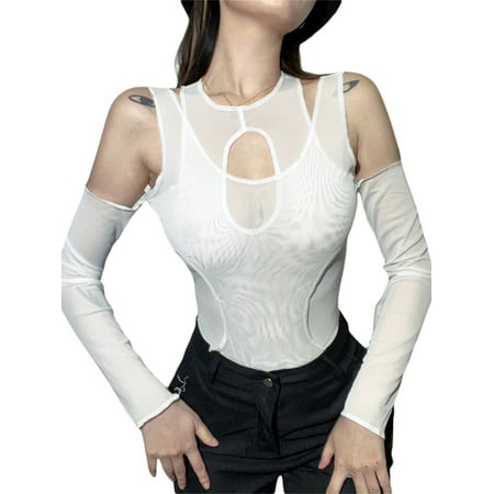 Calsunbaby Women Mesh Sheer See Through Bodysuits Tops Long Sleeve Hollow Out Off Shoulder Jumpsuits Party Clubwear White M
Calsunbaby Women Mesh Sheer See Through Bodysuits Tops Long Sleeve Hollow Out Off Shoulder Jumpsuits Party Clubwear White M