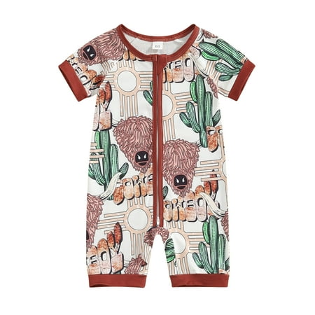 Baby Boys Girls Western Romper Casual Short Sleeve Round Neck Cactus Print Loose Fit Zipper Jumpsuit Newborn Clothes
Baby Boys Girls Western Romper Casual Short Sleeve Round Neck Cactus Print Loose Fit Zipper Jumpsuit Newborn Clothes