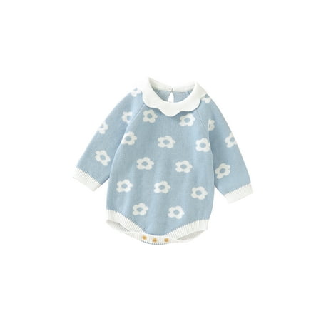 Eyicmarn New Born Baby Girls Clothes Fall Winter Bodysuit Warm Long Sleeve Doll Collar Floral Print Knit Bodysuit
Eyicmarn New Born Baby Girls Clothes Fall Winter Bodysuit Warm Long Sleeve Doll Collar Floral Print Knit Bodysuit