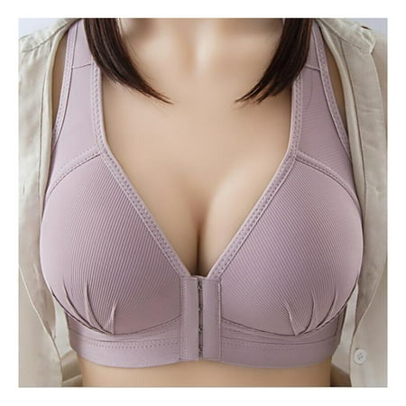 Plus Size Push Up Bra Front Closure Solid Color Brassiere Bra 36-46 Wireless Underwear for Women 36 Grey Purple
Plus Size Push Up Bra Front Closure Solid Color Brassiere Bra 36-46 Wireless Underwear for Women 36 Grey Purple