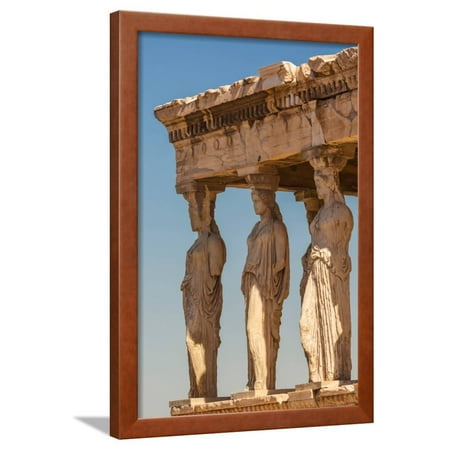 Athens, Attica, Greece. Porch of the Caryatids on the south end of the Erechtheion on the Acropo... Framed Print Wall Art