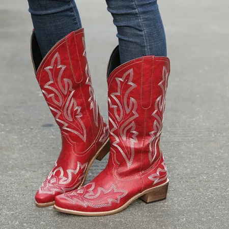 Women‘s Western Mid Calf Boots V-cut Embroidery Cowgirl Boots Retro Pointed Toe Slip On Shoes
Women‘s Western Mid Calf Boots V-cut Embroidery Cowgirl Boots Retro Pointed Toe Slip On Shoes