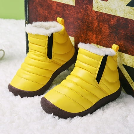 Akiihool Baby Girls Boots Baby Boy Girl High Top Shoes Toddler Winter Warm Boots (Yellow 12.5)