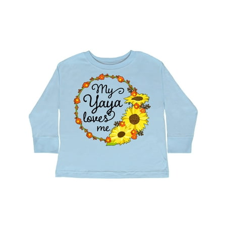 Inktastic My Yaya Loves Me with Sunflower Wreath Gift Toddler Boy or Toddler Girl Long Sleeve T-Shirt