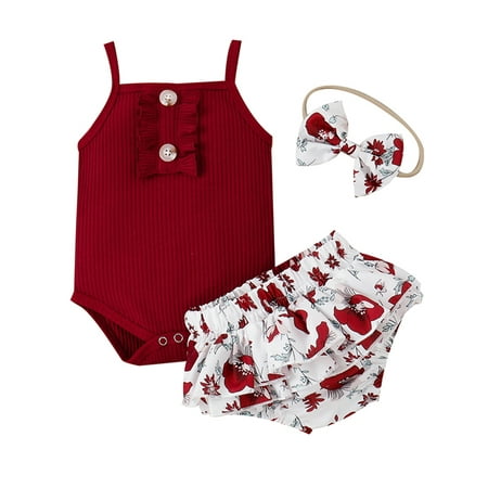 Gwiyeopda Kids Infant Baby Girls Shorts Set Sleeveless Romper with Flower Print Shorts and Bowknot Hairband
Gwiyeopda Kids Infant Baby Girls Shorts Set Sleeveless Romper with Flower Print Shorts and Bowknot Hairband