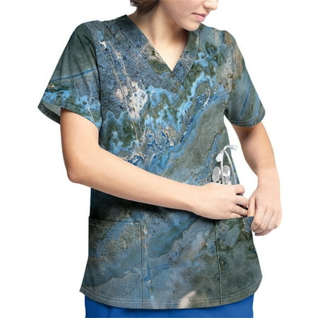 Plus Size Printed Scrub Working Uniform Tops For Women V-Neck Short Sleeve T-Shirts Workwear Tee With Pockets
Plus Size Printed Scrub Working Uniform Tops For Women V-Neck Short Sleeve T-Shirts Workwear Tee With Pockets