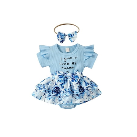 Baby Girls Romper Dress Set Letter Floral Print Ruffle Short Sleeve Jumpsuits and Bow Headband
Baby Girls Romper Dress Set Letter Floral Print Ruffle Short Sleeve Jumpsuits and Bow Headband