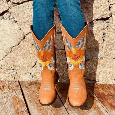 YOTAMI Men s Boots Ladies Retro Shoes Embroidered Sun Flower Ethnic Style Belt Heel Short Tube Pullover Boots Outerwear Brown
YOTAMI Men s Boots Ladies Retro Shoes Embroidered Sun Flower Ethnic Style Belt Heel Short Tube Pullover Boots Outerwear Brown