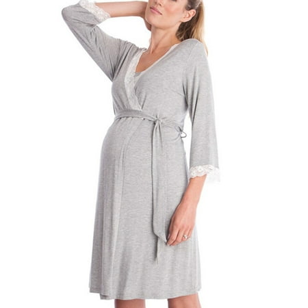 

Maternity Nightdresses Breastfeeding Nightwear Fashion And Loose Design For Casual Tunic Sleepwear Loungewear Dress L Light Gray Nightdress Nightgown 2-piece Set