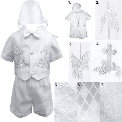 Infant Toddler Boys Baptism Short Sleeve Christening Vest Tuxedo Suit Sm to 4T
