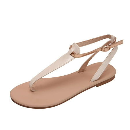 Gzea Womens Sandals Beach Ladies Fashion Summer Solid Leather Clamping Toe Flat Bottom Buckle Sandals Beige 37
Gzea Womens Sandals Beach Ladies Fashion Summer Solid Leather Clamping Toe Flat Bottom Buckle Sandals Beige 37