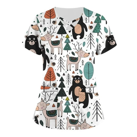 ZXHACSJ Plus Size Cute Printed Scrub Working Uniform Tops For Women Cross V-Neck Short Sleeve Fun T-Shirts Workwear Tee With Pockets White L
ZXHACSJ Plus Size Cute Printed Scrub Working Uniform Tops For Women Cross V-Neck Short Sleeve Fun T-Shirts Workwear Tee With Pockets White L