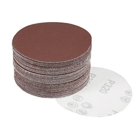 50Pcs 4 Inch Hook and Loop Sanding Disc 320 Grits Flocking Sandpaper Brown