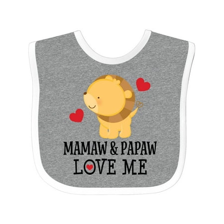Inktastic Mamaw and Papaw Love Me Grandson Lion Gift Baby Boy Bib