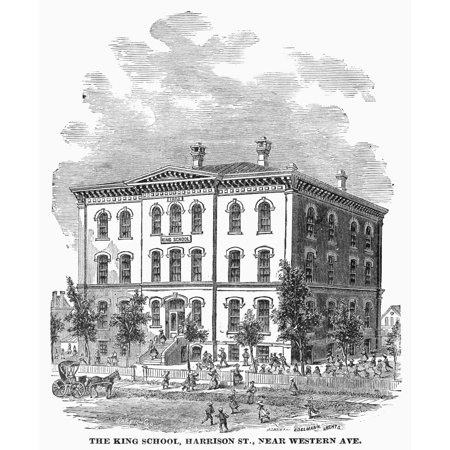 Chicago King School 1878 Nthe King School Harrison Street Chicago Illinois Wood Engraving American 1878 Rolled Canvas Art - (24 x 36)