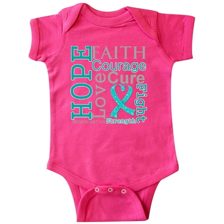 Inktastic Ovarian Cancer Hope Faith Motto Gift Baby Boy or Baby Girl Bodysuit