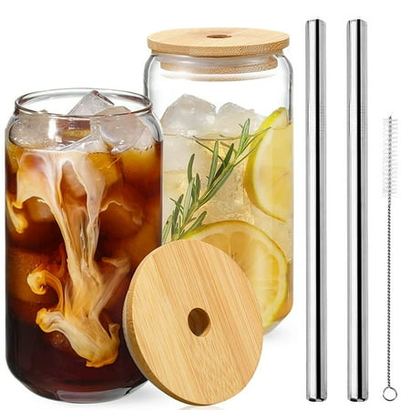 SESAVER 2pcs Transparent Can Glass Cups with Bamboo Lids and Stainless Steel Straw 500ml Large Thick Drinking Glasses Set Can Shaped Beer Glasses Dishwasher Safe for Cold Drink Juice Coffee Cocktail W
SESAVER 2pcs Transparent Can Glass Cups with Bamboo Lids and Stainless Steel Straw 500ml Large Thick Drinking Glasses Set Can Shaped Beer Glasses Dishwasher Safe for Cold Drink Juice Coffee Cocktail W