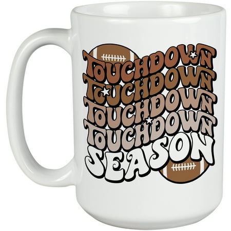 Touchdown Season Football Themed Groovy Retro Wavy Text Merch Gift White 15oz Ceramic Mug
Touchdown Season Football Themed Groovy Retro Wavy Text Merch Gift White 15oz Ceramic Mug