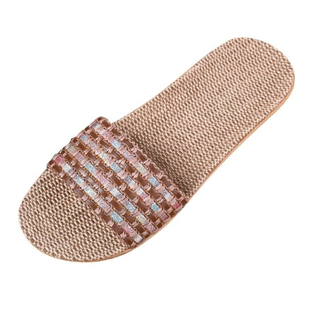 Women s Fashion Anti-slip Linen Home Indoor Open Toe Flat Shoes Beach Slippers Pu slipper for Women Brown
Women s Fashion Anti-slip Linen Home Indoor Open Toe Flat Shoes Beach Slippers Pu slipper for Women Brown