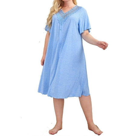 Elegant V neck Sleepshirts Short Sleeve Baby Blue Plus Size Nightgowns & Sleepshirts (Women s)
Elegant V neck Sleepshirts Short Sleeve Baby Blue Plus Size Nightgowns & Sleepshirts (Women s)