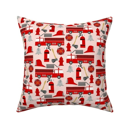 Fireman Firetruck Career Throw Pillow Cover w Optional Insert by Roostery