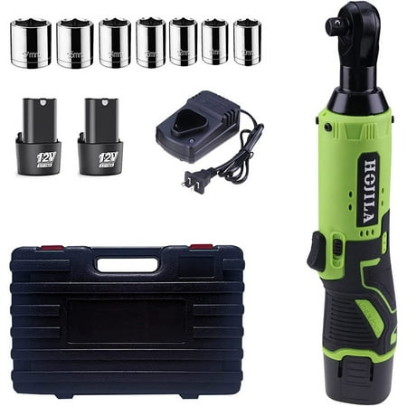 Cordless Ratchet Wrench 3/8 inch 40 Ft-Lbs 12V Electric Ratchet Wrench Set with 2 x 2000Mah Battery Packs and Charger
Cordless Ratchet Wrench 3/8 inch 40 Ft-Lbs 12V Electric Ratchet Wrench Set with 2 x 2000Mah Battery Packs and Charger