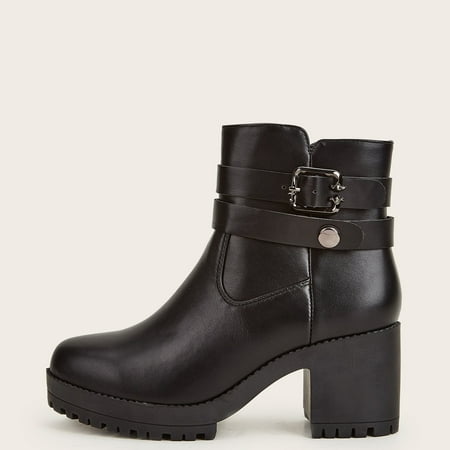 Women‘s Chunky Heeled Side Zip Ankle Boots Buckle Decor Black Short Boots Faux Leather Chelsea Boots
Women‘s Chunky Heeled Side Zip Ankle Boots Buckle Decor Black Short Boots Faux Leather Chelsea Boots