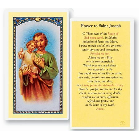 

Saint Joseph Laminated Catholic Prayer Holy Card with Prayer on Back Pack of 25