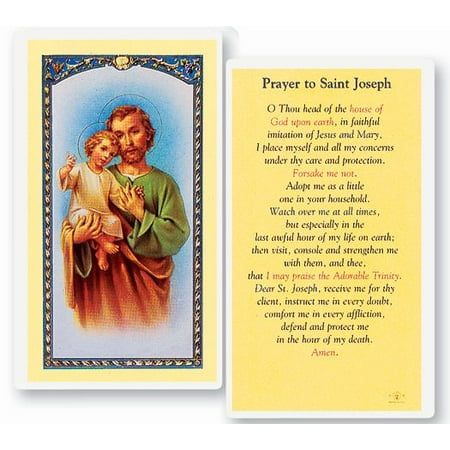 Saint Joseph Laminated Catholic Prayer Holy Card with Prayer on Back Pack of 25