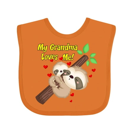 Inktastic My Grandma Loves Me Sloth Gift Baby Boy or Baby Girl Bib