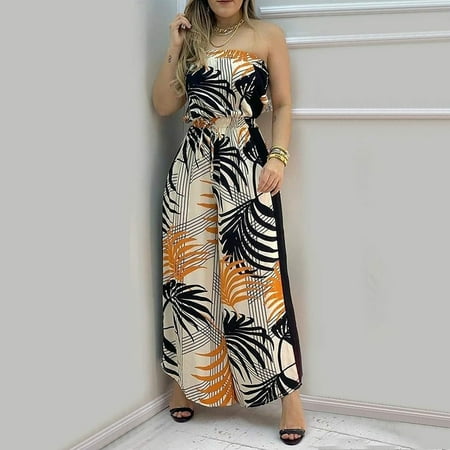 Cuoff Jumpsuits for Women Fashion Summer Loose Print Bustier Backless Sleeveless Romper Khaki S
Cuoff Jumpsuits for Women Fashion Summer Loose Print Bustier Backless Sleeveless Romper Khaki S