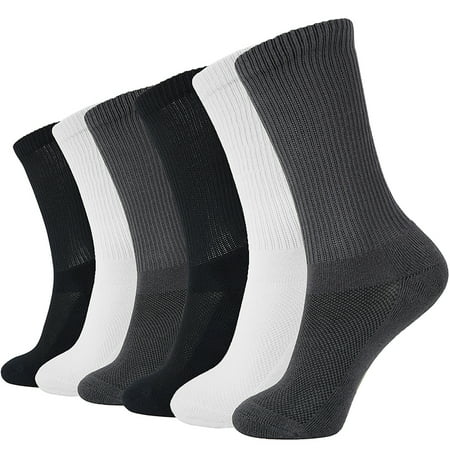 +MD Unisex Bamboo Fiber Cushioned Crew Socks 6-Pack